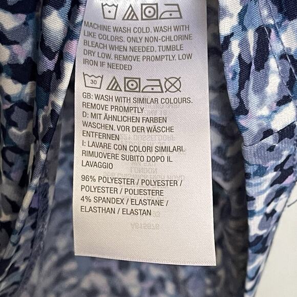 Susan Graver Printed Liquid Knit Mock-Neck Top w/ Tie Detail Size L Bloomcore - Picture 4 of 5